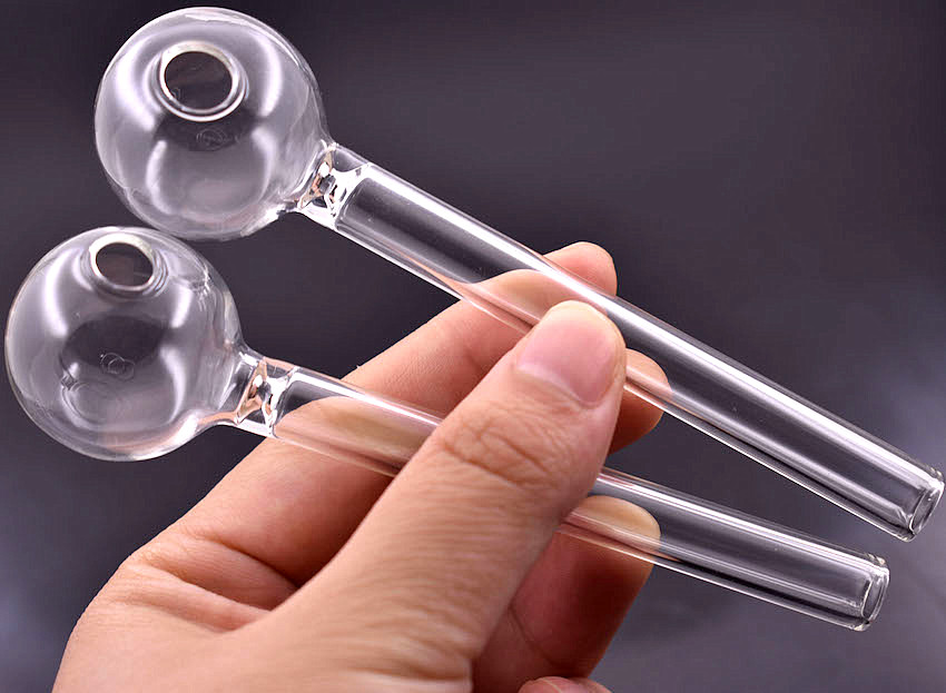 

Hot 12cm high quality Glass Oil Burner Pipes Pyrex Oil Burner Glass Spoon Pipes Hand Pipe Tobacco Pipes