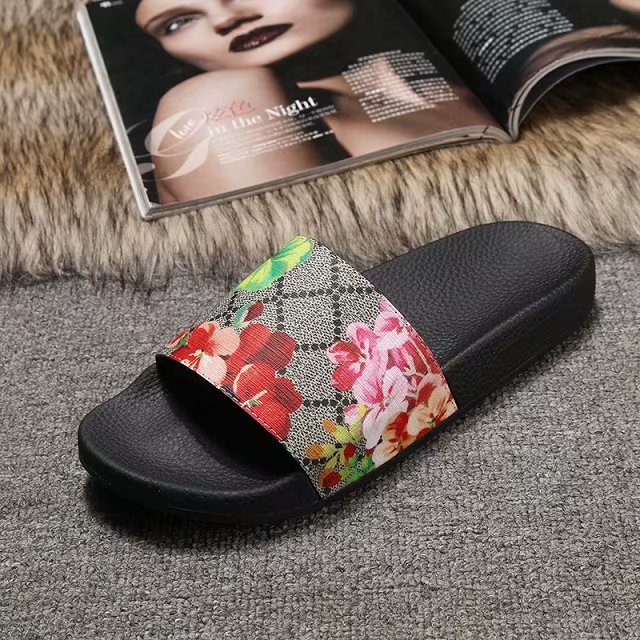 

mens and womens fashion flower blooms floral print slide sandals slippers unisex Italian-made slip-on shoes causal beach scuffs, Red flower