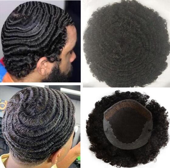 

Afro Curl 360 Wave Q6 Lace Front Toupee Q6 Men Hair Wig Men Hairpieces European Virgin Human Hair Replacement for Black Men, Jet black #1
