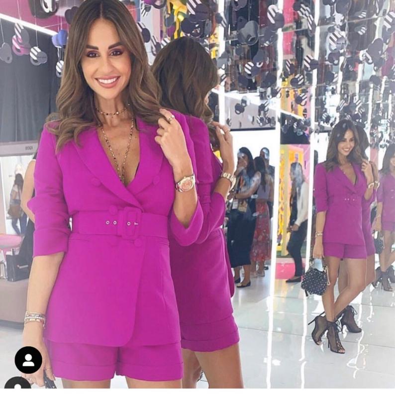 

customize purple Women sumer Suits Business Women Suit Business Suits Formal Female Work Wear Summer 2 pieces Female, Picture color