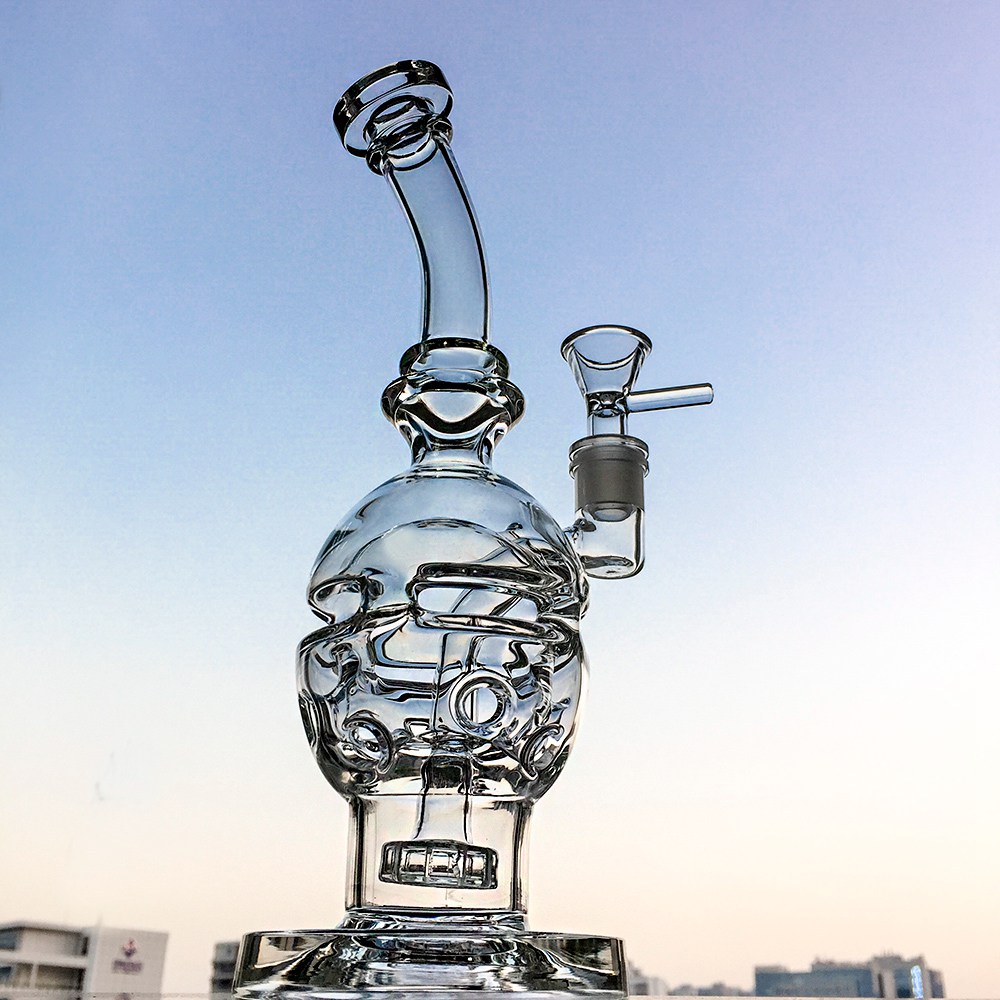 

Wholesale Faberge Fab Egg Glass Bongs Swiss Perc Oil Dab Rig Showerhead Perc Glass Water Pipes Recycler 9Inch 14mm Hookahs MFE01