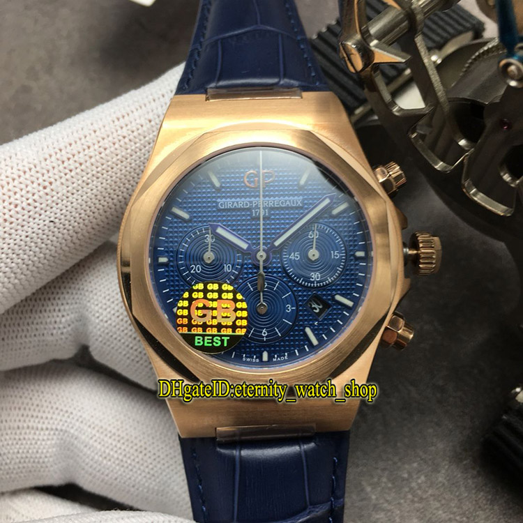

Girard-Perregaux GP Laureato Chronograph 42MM 81020-52-432-BB4A Blue Dial 7750 Automatic 28800 Vph Mens Watch Rose Gold Case Leather Watches, Gp-a01 (4)