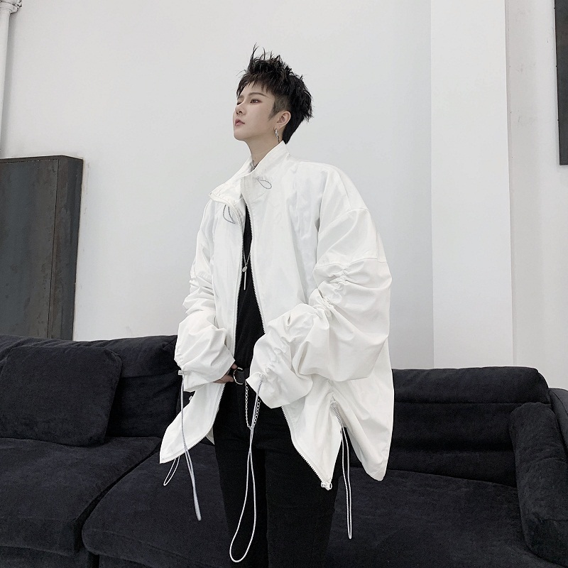 

2020 Spring And Autumn New Original Personality Drawstring Wrinkled Loose Wild Jacket Fashion Casual Solid Color Shirt, Black