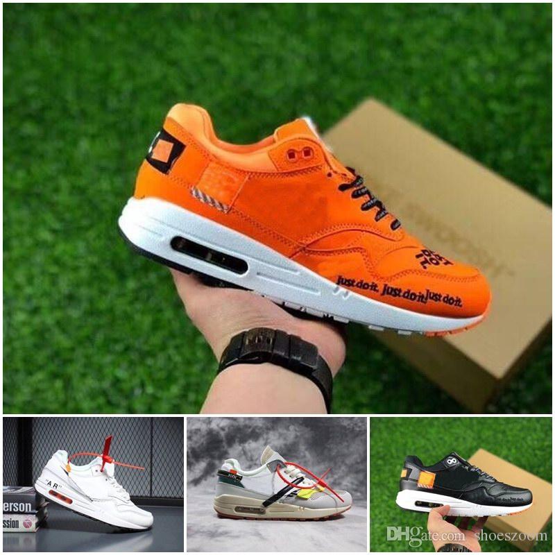 

2018 Cheap Running Shoes For Women Men Cushion 1 Premium 87 OFF Leather Surface White Orange Trainers Sport Shoes 36-45, White;red