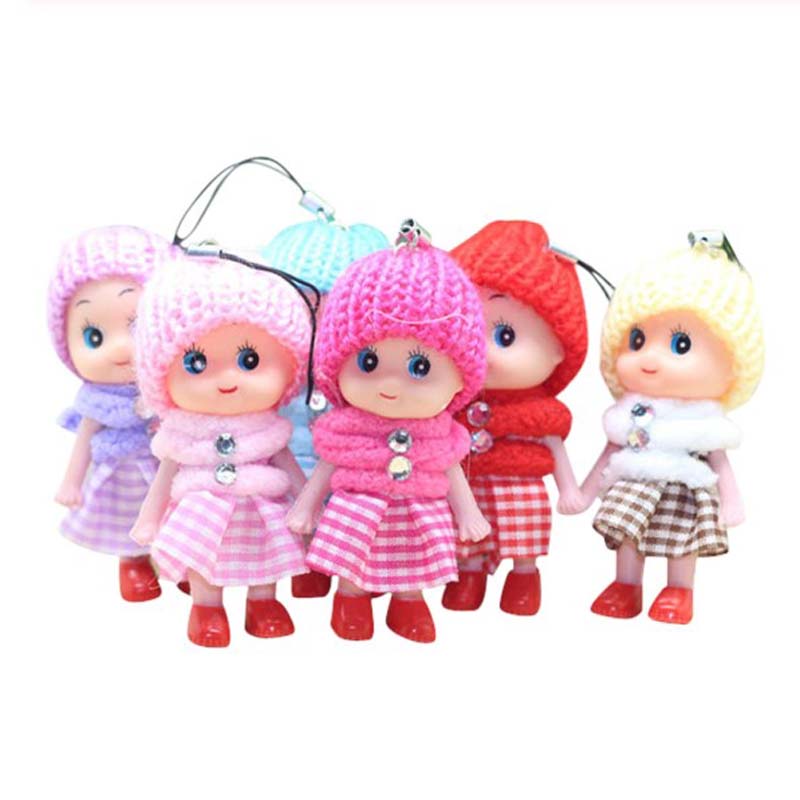 

8CM Key Rings Wholesale Mini Doll Mobile Phone Pendant Small Gift Giveaway Doll For Kids Keychain Child Play Toy