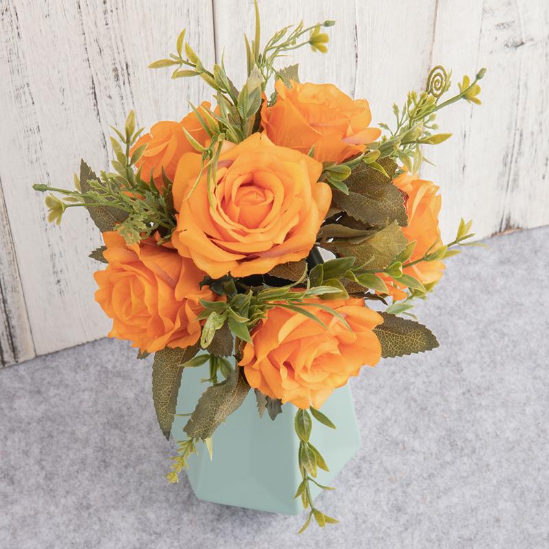 

Rose Artificial Silk Flowers Silk Bouquet Stamens for flowers wedding home decor artificial Rose decoration accessories, White