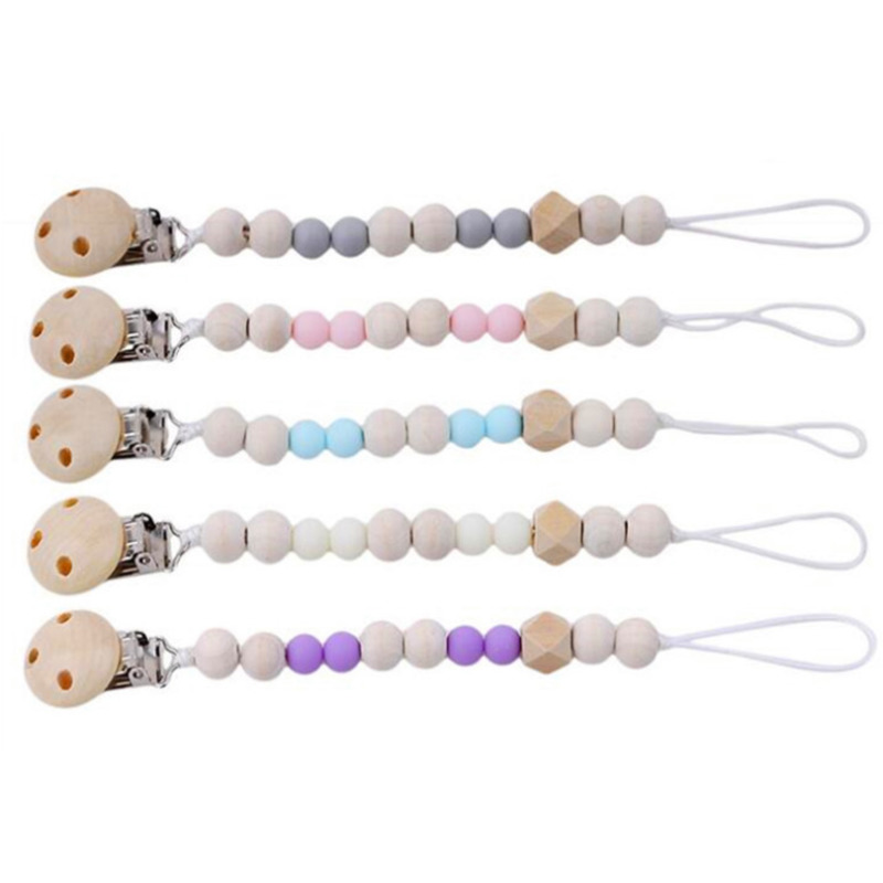 

Wooden Pacifier Clips DIY Baby Pacifier Clips Funny Baby Chain Holder For Infant Teething Attache Sucette Dummy Clip