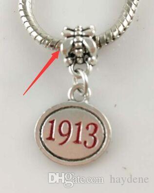 

Wholesale-SORORITY GREEK Delta Sigma Theta DST enamel charm red 1913 charm 10pcs a lot, Bronze;silver
