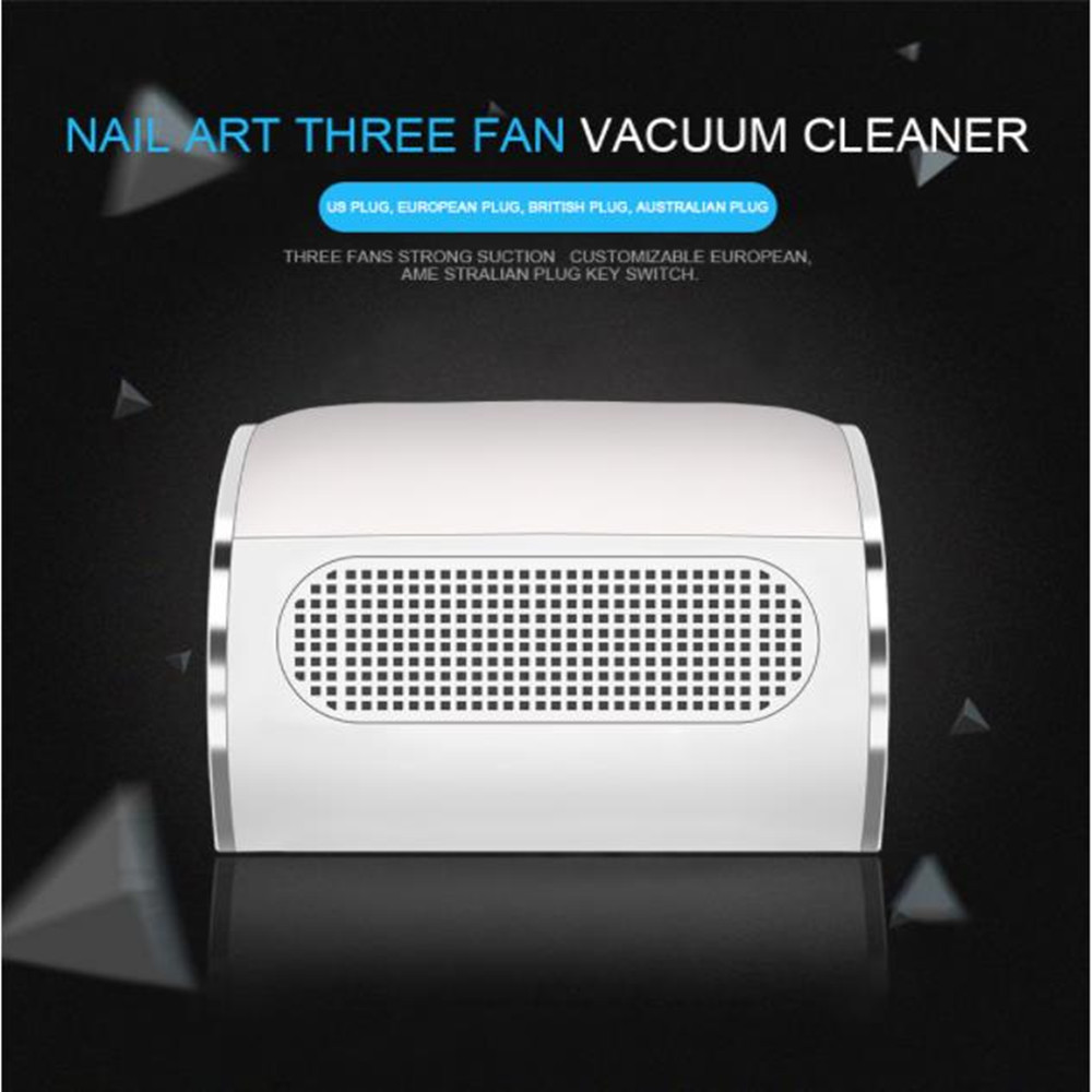 

20W 3 Fan Nail Suction Dust Collector Large Size Strong Nail Vacuum Cleaner Manicure Machine Low Noisy 2 Dust Collecting Bags Salon Tools