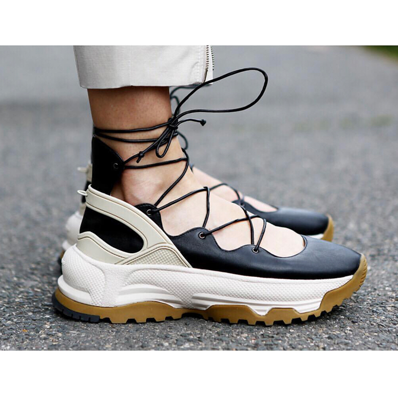 

2019 Summer Casual Sports Sandals Elastic Band Strappy Shoes Women Flat Platform Leather Shoes Women, Beige