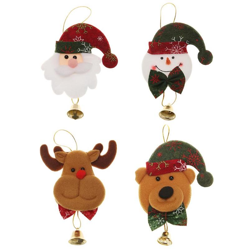 

Cute Christmas Doll Head Bell Pendant New Year Tree Hanging Ornament Decor