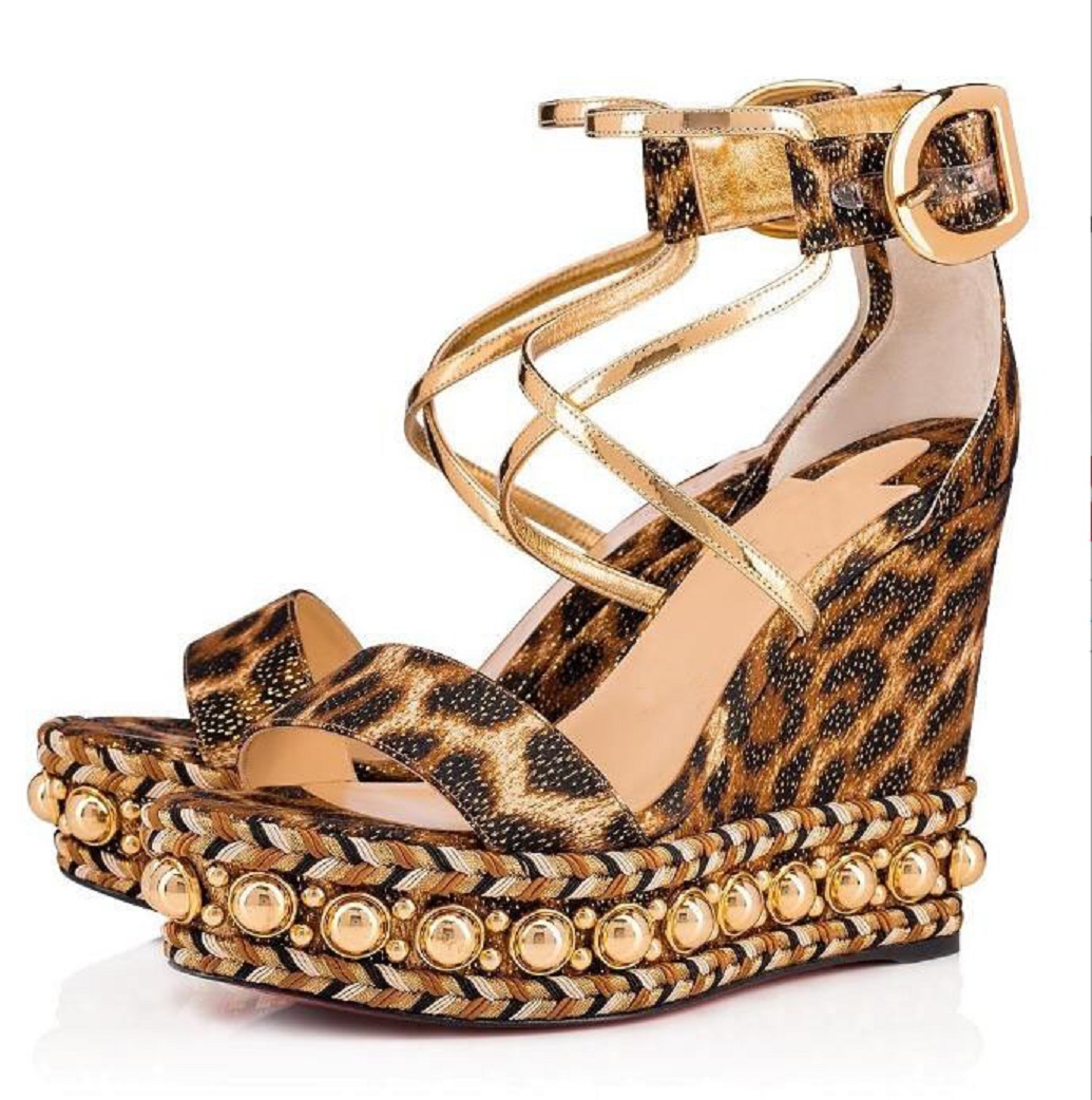 Été luxe dames Gladiator sandales rouge fond Pyraclo Wedges Talons Goujons sexy avec boucle cheville platfrom Pompes - Wedding Party 35-42
