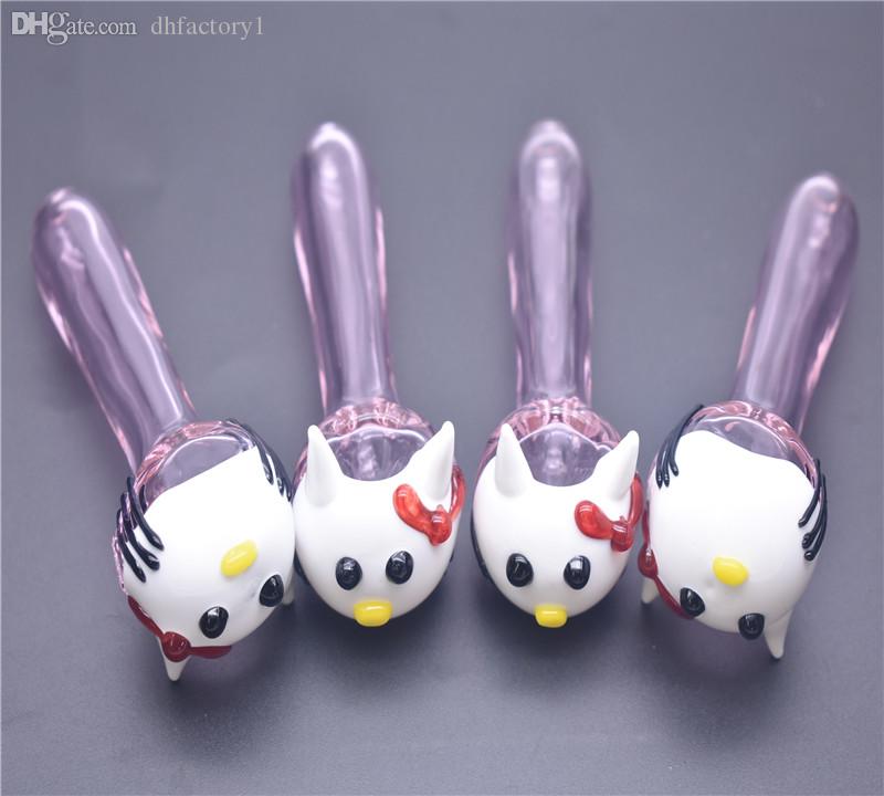 

Lovely Cute cat glass pipes glass smoking pipes bong pipes for smoking PINK mini water pipe glass pipe Free Shipping