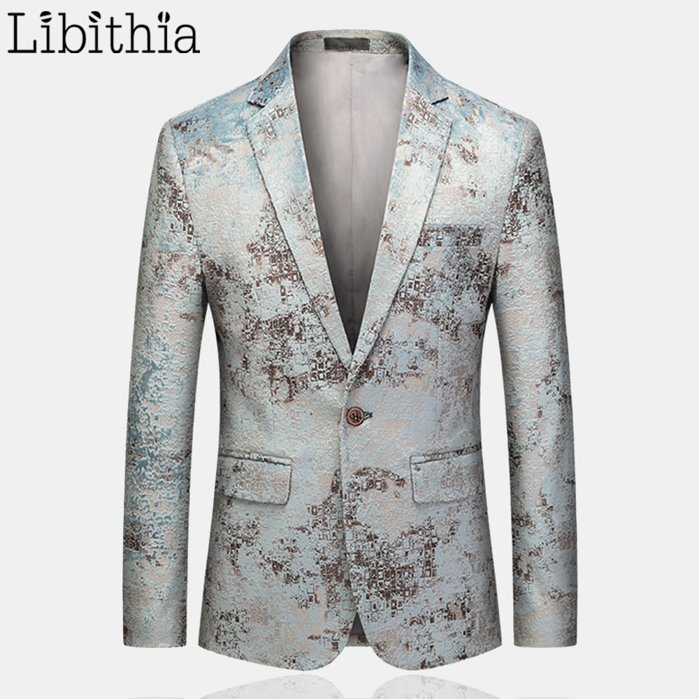 

Men's Print Casual Blazers Slim Fit Luxury Jackets Wedding Dress Stage Party Plus Size -6XL Clothes Male A122, As picutre