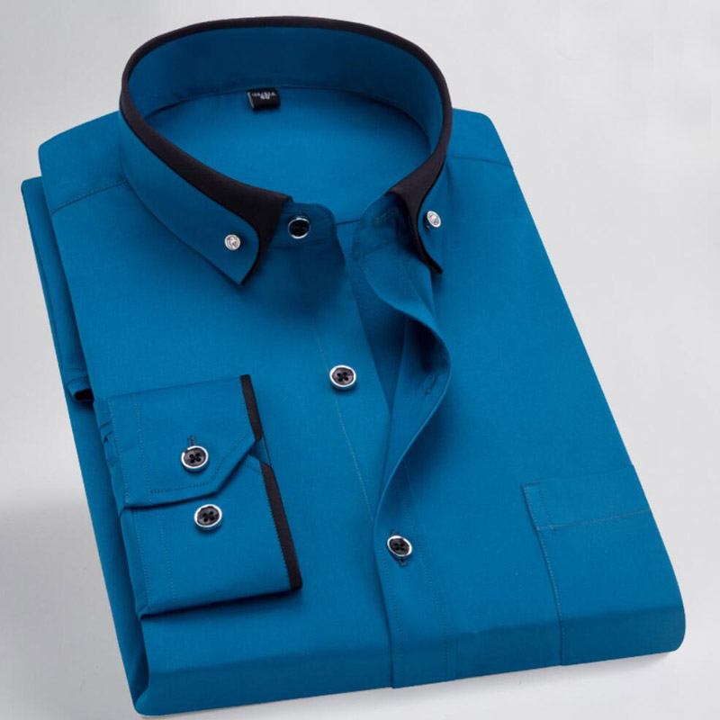 

Men dress shirt formal long sleeve large size big 7XL 8XL patchwork wedding shirts Pink navy blue 9XL 10XL blouse purple, Black
