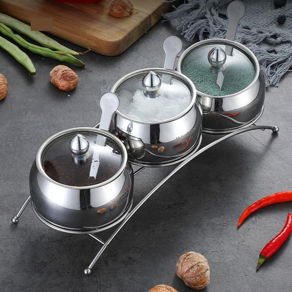 

kitchen 304 stainless steel seasoning containers storage set spice jar rack