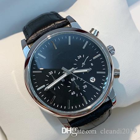 

2019 Men Military Sports Wristwatch Quality stainless Steel Case leather band Wholesale New luxury Watch For Men Relojes Hombre Dropshipping, Slivery;brown