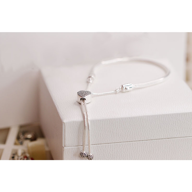 

Real 925 Silver bracelet Bangle 598699C01 with LOGO Engraved Fit Jewelry DIY charms and beads 10pcs/lot You can mix size