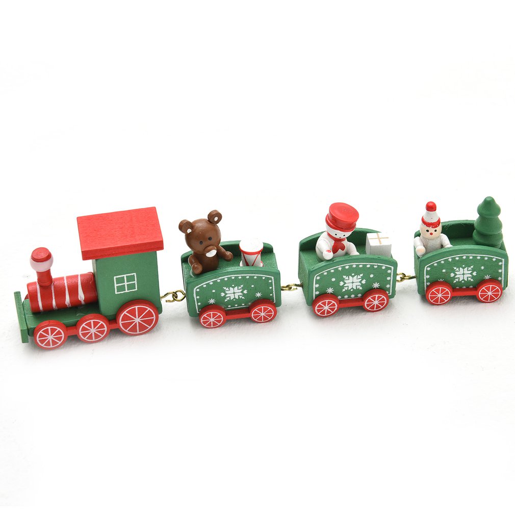 

New Christmas Decorations Wooden Trains Christmas Crafts Ornaments Children's Holiday Gifts 4-carriages