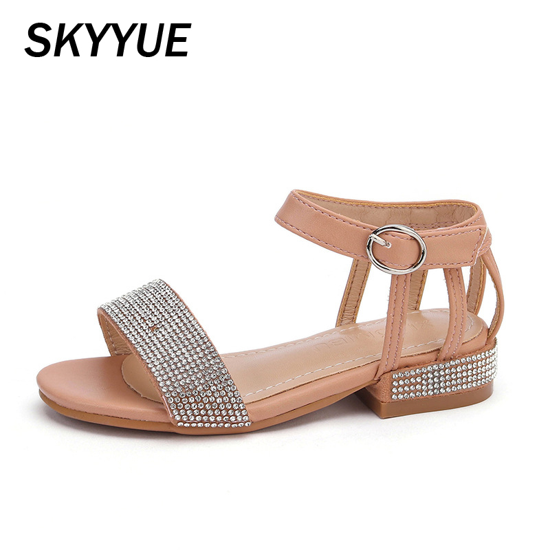 

New Summer Kids Princess Sandals Children Rhinestone Mesh Shoes Baby Girls Beach Sandals Dance Sweet Dress Shoes 2020, Black