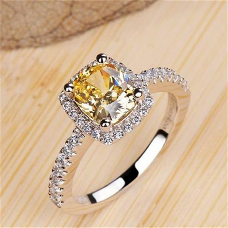 

Wholesale-Sterling Silver Rings For Women Bridal Wedding Anelli Trendy Jewellery Engagement White Gold Color Anillos Mujer
