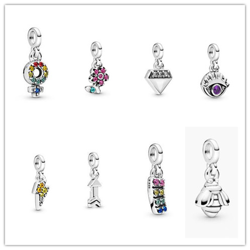 

Fits for Pandora Beads Bracelets 100% 925 Sterling Silver Jewelry Signature ME Mini Pendant With clear CZ Charms Free Shipping