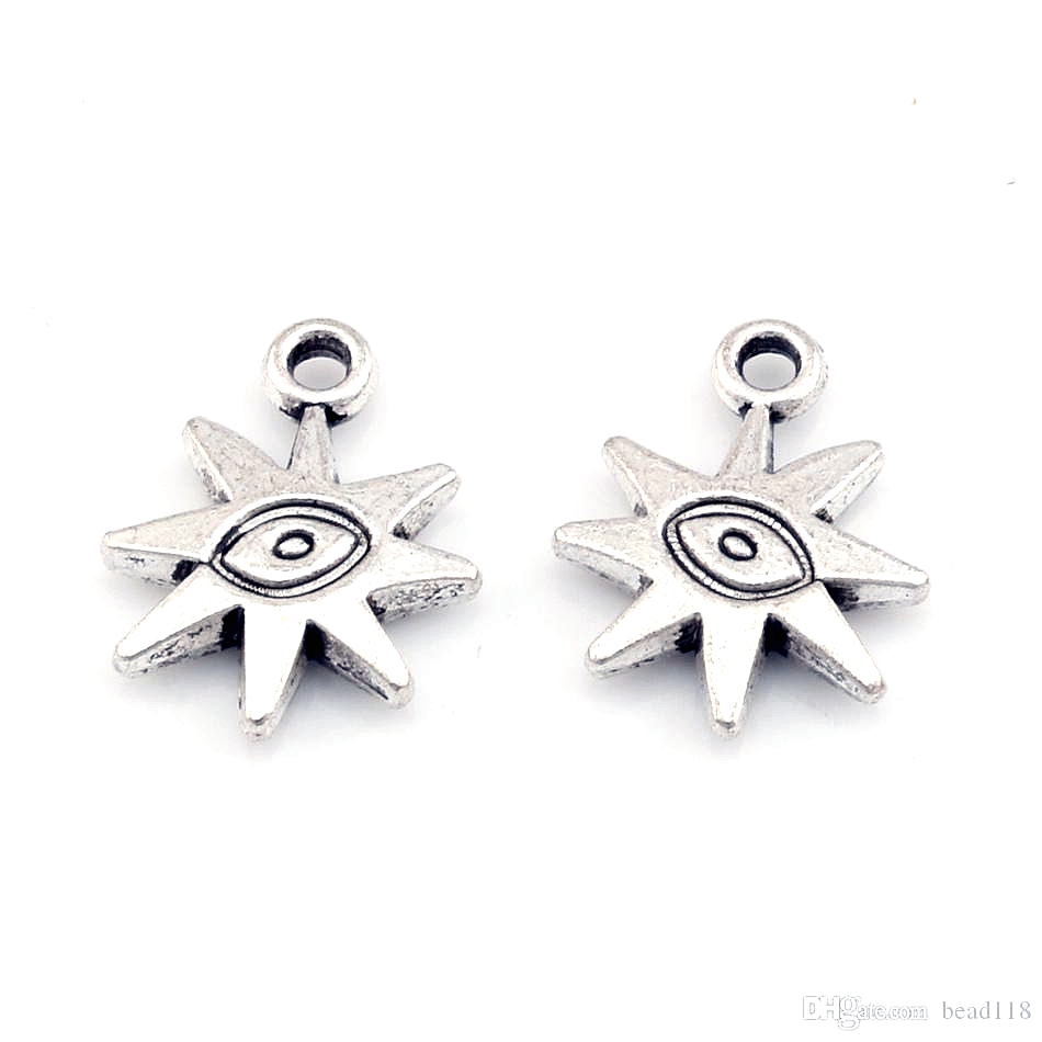 

Hot ! 120pcs Antiqued Silver-finished Zinc-Based Alloy Double-Sided Sun With Eye charms Fit Pendants Necklace 19 X15mm DIY Jewelry
