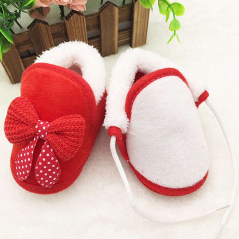 

Cute Girl Newborn Warm Toddler Hot Bow Soft Sole Crib Shoes Baby Shoes Infant Pop Winter, Pink