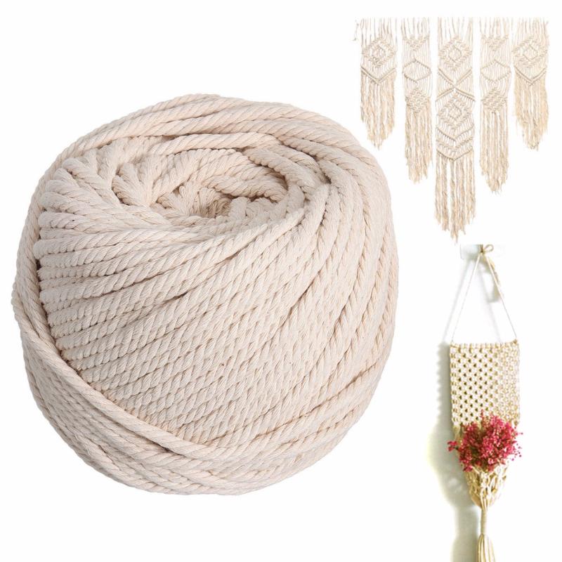 5mm Macrame Rustic 90m Rope Colorful Cotton Twisted Cord String DIY Hand Craft