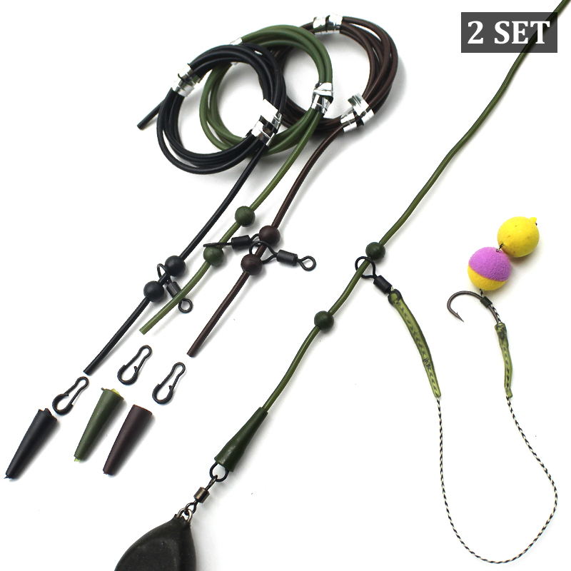 2Set=12PCS Carp Fishing Accessories Set Helicopter Rig Tubing Sleeves Tail Rubber Chod Rig Bead Chod Rig Roling Swivel Clips Kit-image-564466092