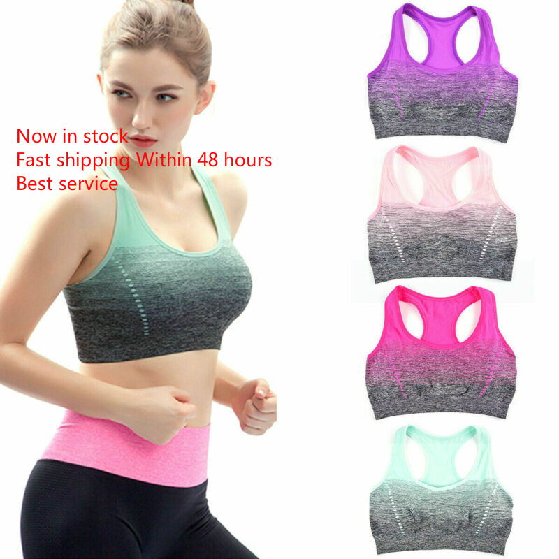 

Women Padded Underwear Fitness Yoga Sports Bra Stretch Workout Crop Top Vest, Green