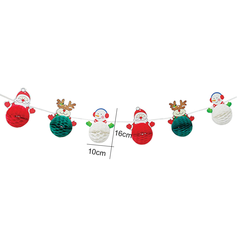 

78 Inches Festival Santa Snowman Paper Ball Pull Flower Christmas Decoration Banner Flag New Year Party Decoration Christmas Goo
