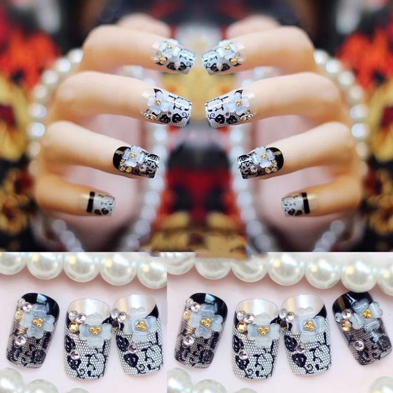 

24Pcs/Set Adhesive False Nail Tips Red Shining Diamond Finished Round Fake Nails Full Cover for Wedding Bride Decoration WH998