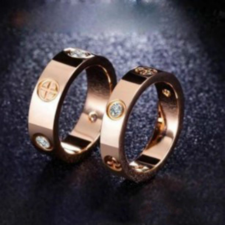 

Rose Gold Stainless Steel love Ring With Original Logo Woman Jewelry Rings Men Wedding Promise Rings For Female Women Gift Engagement