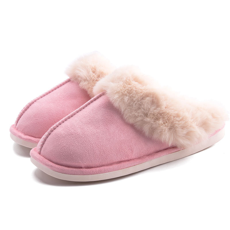 

SWQZVT Plus size winter slippers women indoor floor plush warm women furry slides shoes faux fur house sleepers ladies shoes, Black