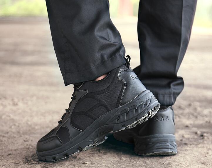 

big mens autumn and winter new leather breathable outdoor military boots light tactical boots mountaineering shoes yakuda local online store, Black