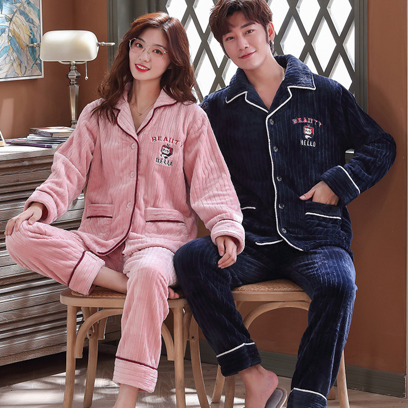 

Pyjamas Set Winter Warm Men Print Casual Plus Size Flannel Sleepwear Mens Lounge Wear Lounge wear Winter Pajamas pijama hombre, For men