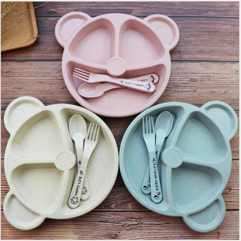 Fairy Princess Childrens Bamboo Eco-Friendly Dinner Meal Set Plate Fork Spoon