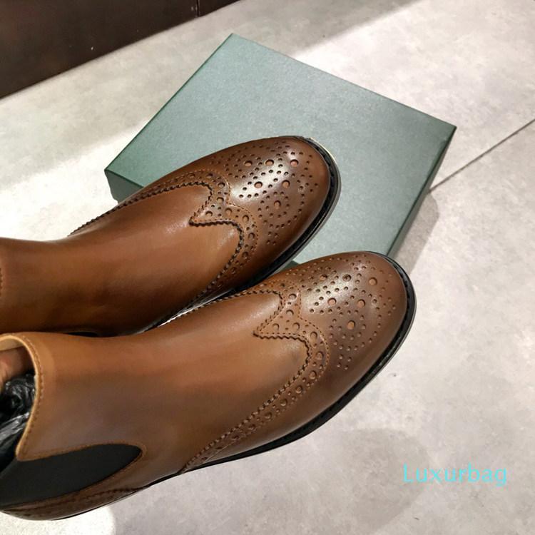 Les nouvelles bottes Martin, prises de courant, bottes courtes, bottes pour femmes en cuir sculpté de haute qualité en automne et en hiver 2019