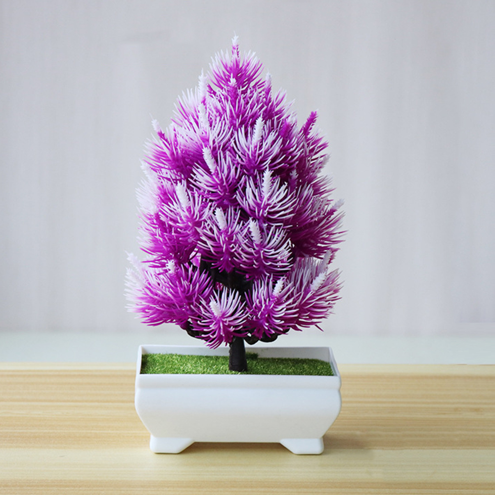 

Artificial Small Tree Pot Plants Pine Tree Bonsai Fake Green leaf Potted Ornaments For Home Garden Decor