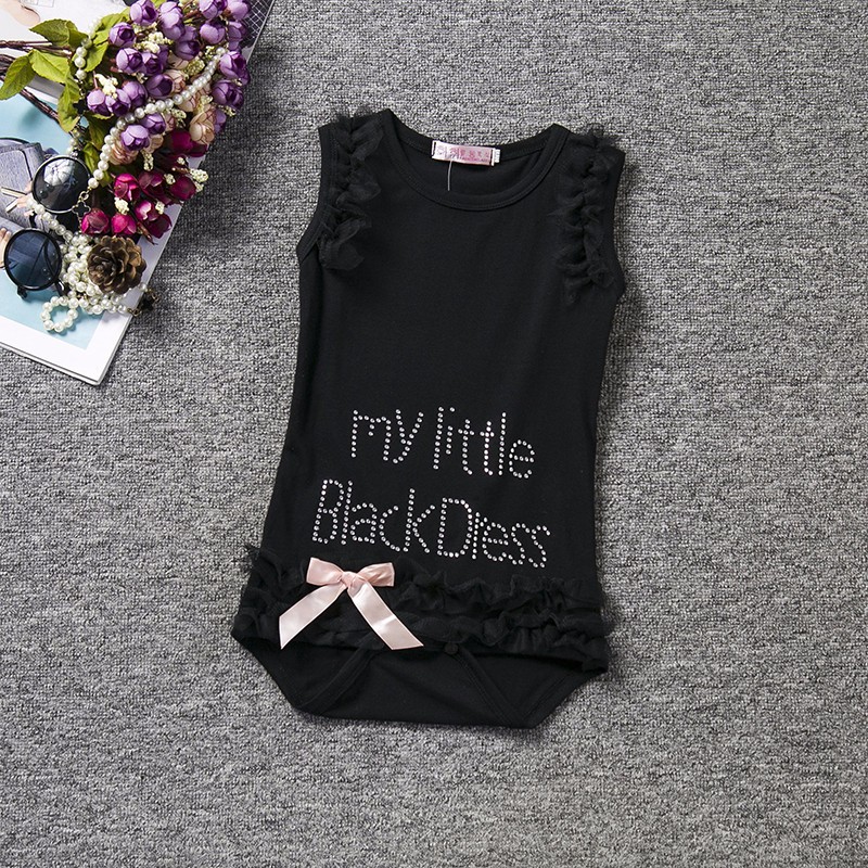 

New Brand Baby Girl Clothes Baby Rompers Diamonds Letter Newborn Little Girl Romper Jumpsuit Sleepers Black Baby Kids Outfits