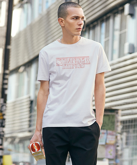 

Fashion Letter STRANGER THINGS Print T Shirts for men Casual Short Sleeve Crew Neck T-Shirt Loose Fix Tops Tees tshirt MC81, White;black