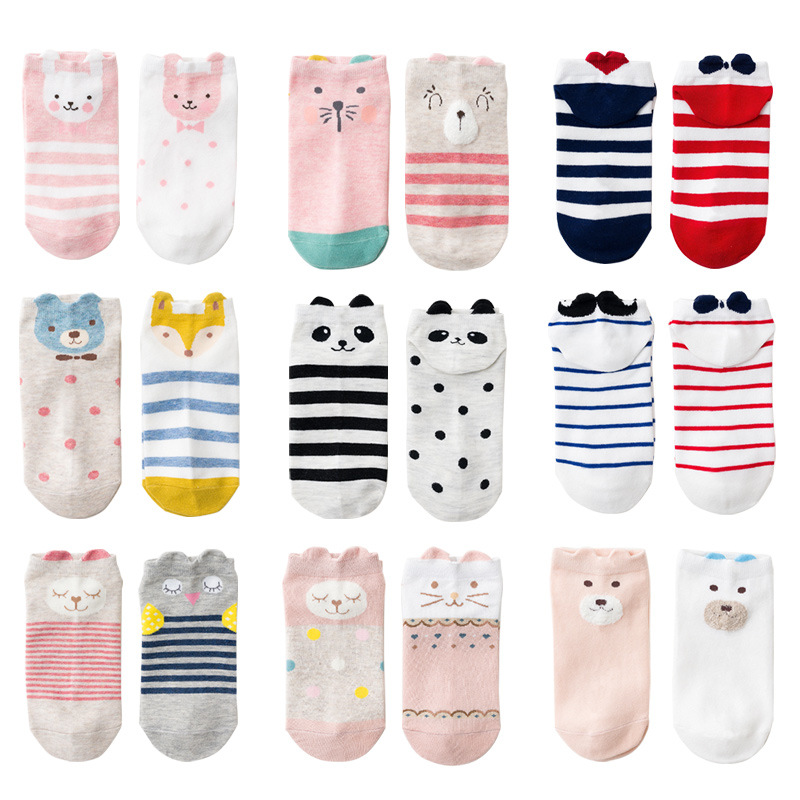

2pcs 22cm Caramella Cotton Women Spring Autumn Animals Painting Kawaii Crew Boat Ankle Socks Cute Harajuku Tide Casual, 518002-6