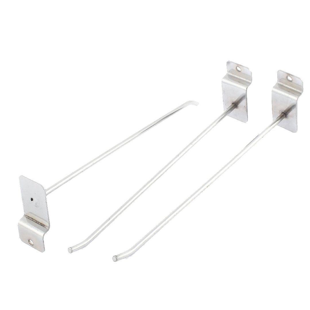 

20cm Long Slat Wall Hooks Silver Tone 3 Pcs for Board Shelf Shelving