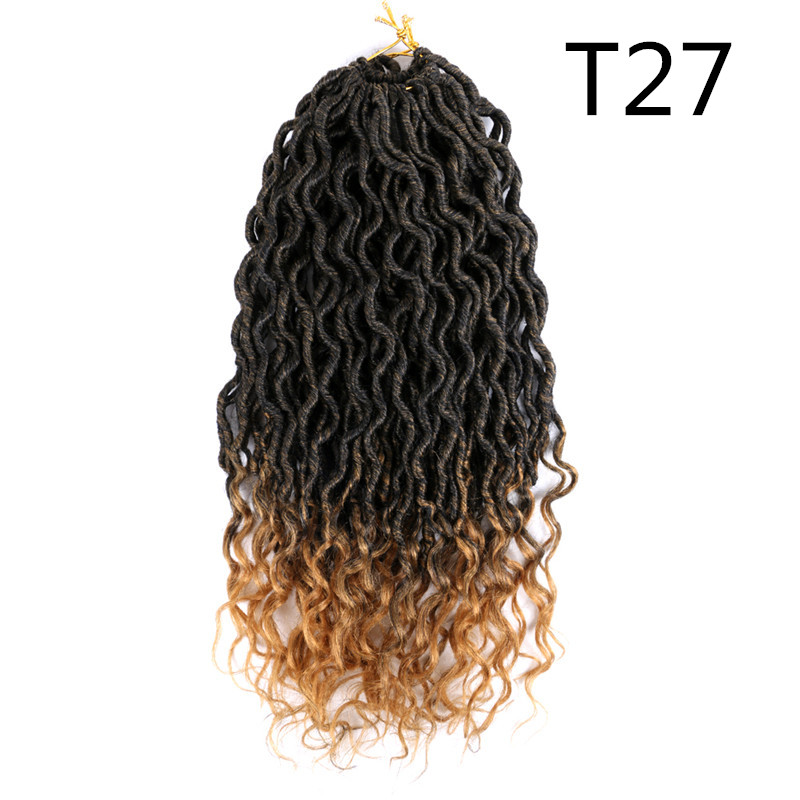 

18'' Goddess Faux Locs Curly Ends Short Wavy Synthetic Hair Extensions Crochet Braids Hair wavy faux locs crochet hair 70g/pc, 33#
