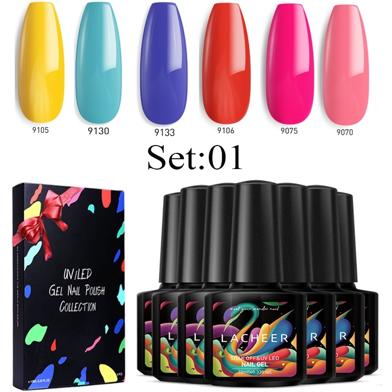 

Lacheer 6Pcs/Lot Nail Art Salon Led Nail Gel Polish Manicure Gel Set Soak Off Long Lasting Nude Color Series Varnish