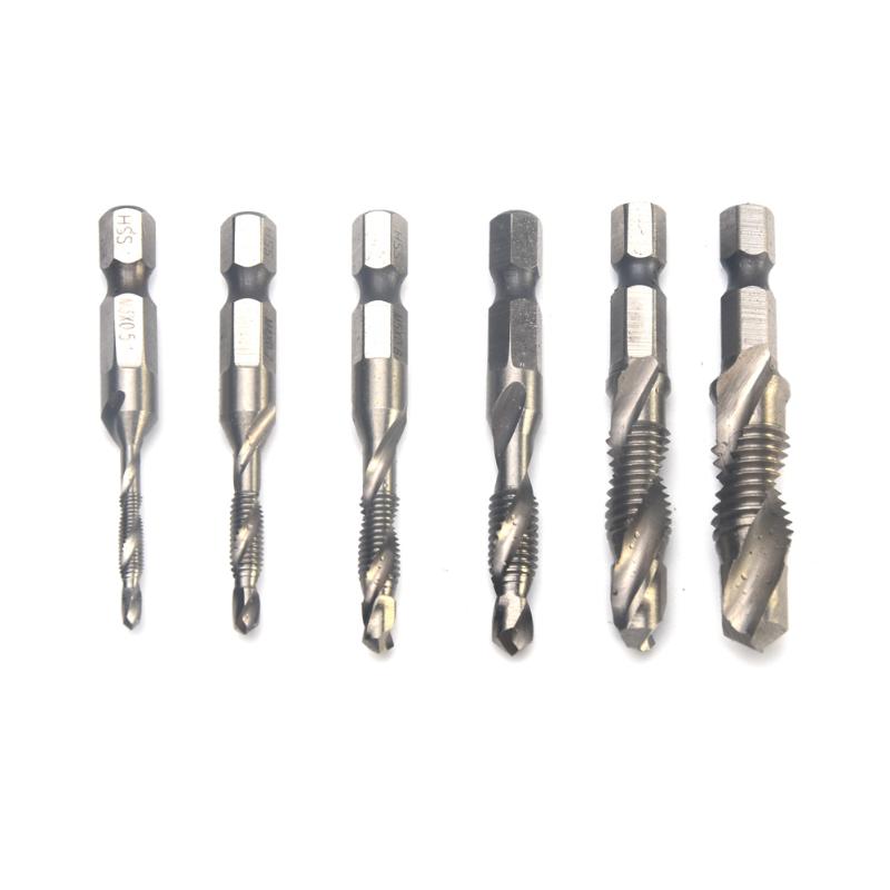 

6pcs Drill Bits Hexagon Handle Durable Multifunctional 3 In 1 Woodworking Tools Hole Saw Shank Electric Screwdriver Compound Tap