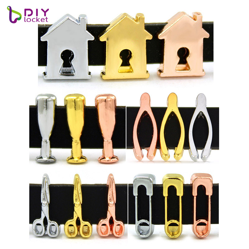 

New!! 8MM Slide Charms 10 pieces/ lot Fit DIY Wristband Belt & Bracelet LSSC323-345, Black