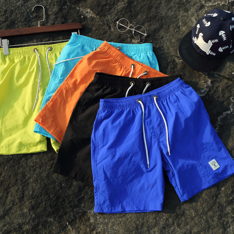 

Beach Shorts Pocket Board Surf Mens Swimwear Trunks Fast-drying Men's Shorts Swimming Beach Solid Men Plus Size