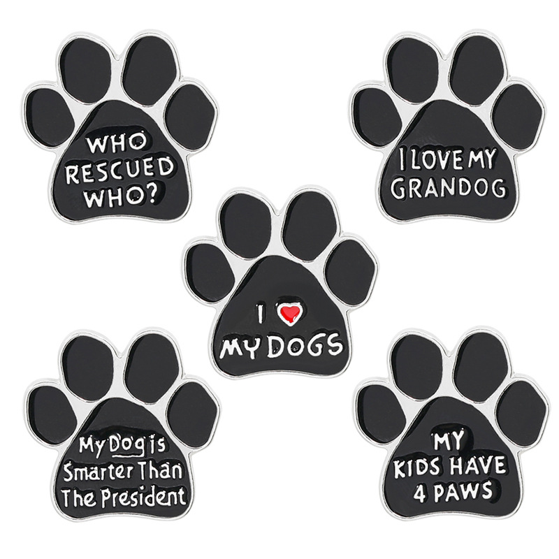 

Pet Enamel Jewelry Puppy Hollow Paw Brooch Bag Lapel Pins Badge Jewelry Gift for Dog Cat Lovers Free Shipping, Gray